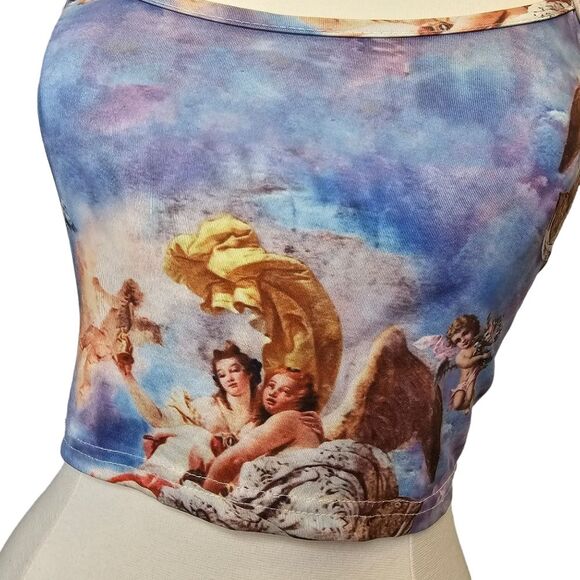 Women's Cherub Blue Cami Strappy Crop Top M - Picture 2 of 10